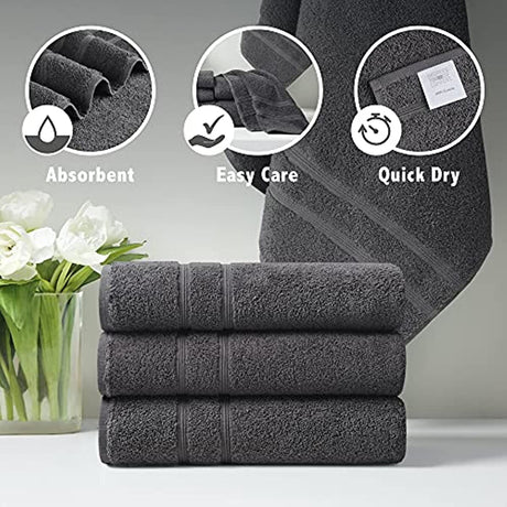 Degrees of Comfort Luxury Bath Towels 4 Piece Set 100% Turkish Cotton