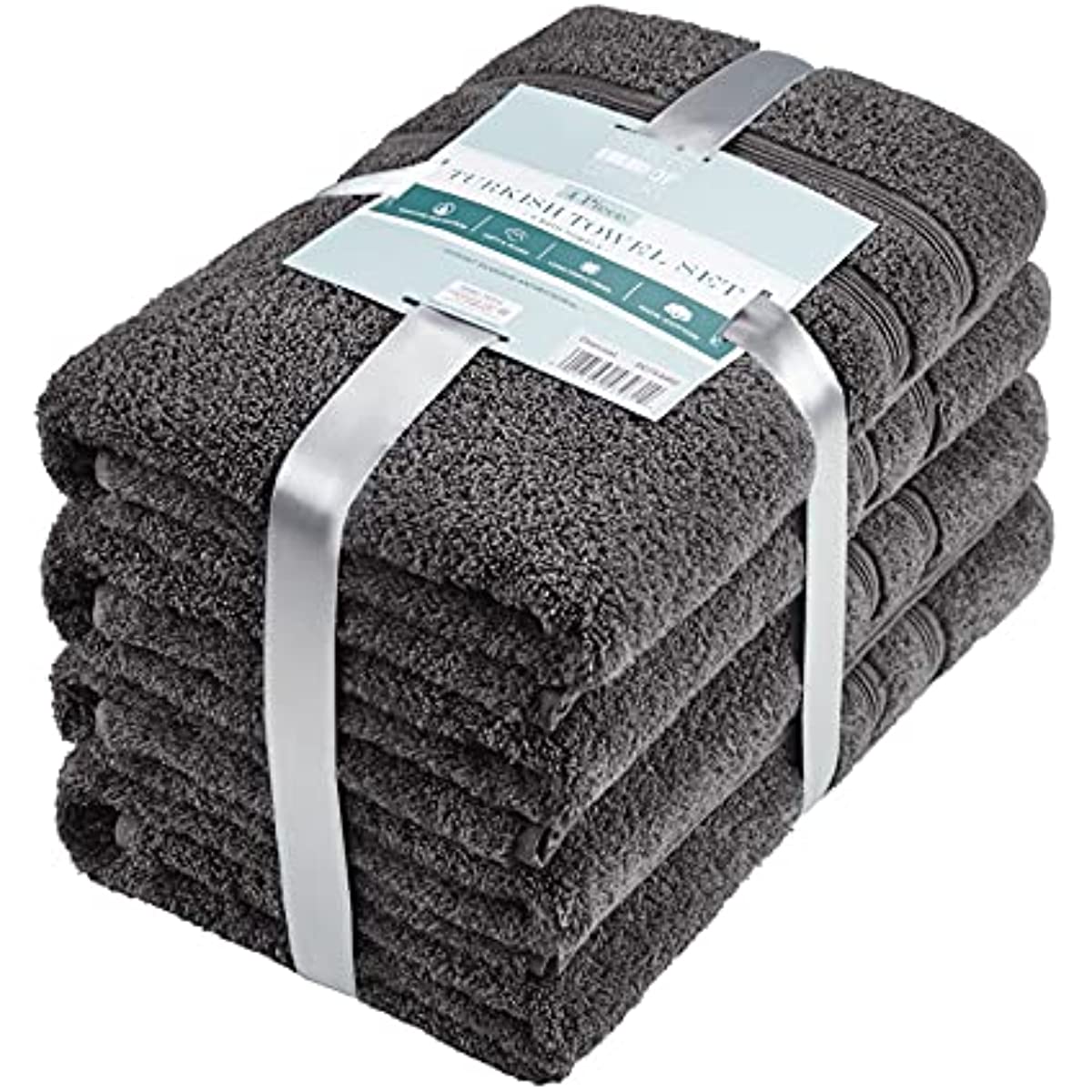 Degrees of Comfort Luxury Bath Towels 4 Piece Set 100% Turkish Cotton