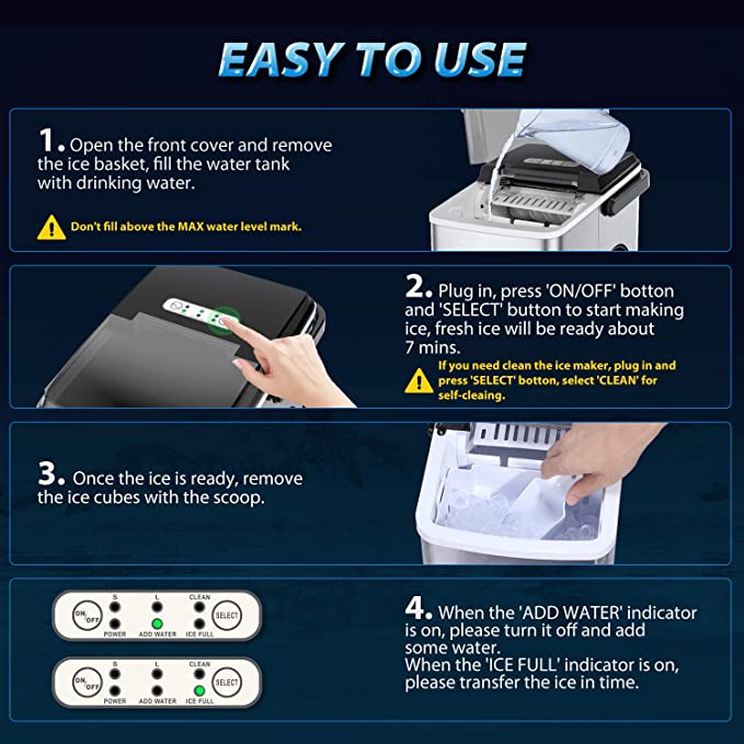 Elechomes Countertop Portable Ice Maker Machine (OPEN Box Condition)