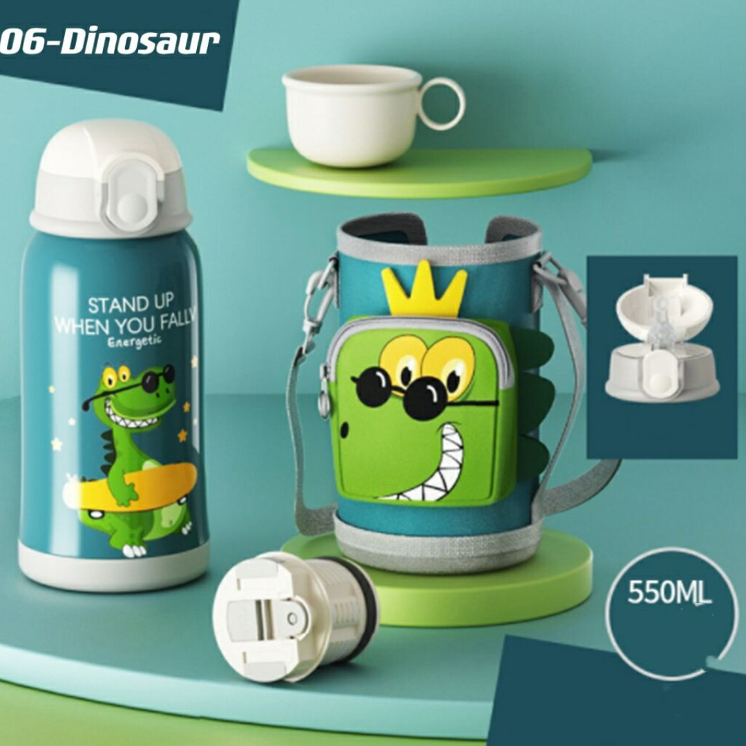 Kids Thermo Tumbler with Straw Lid And Cup Double Wall Stainless Steel With Cute Bag