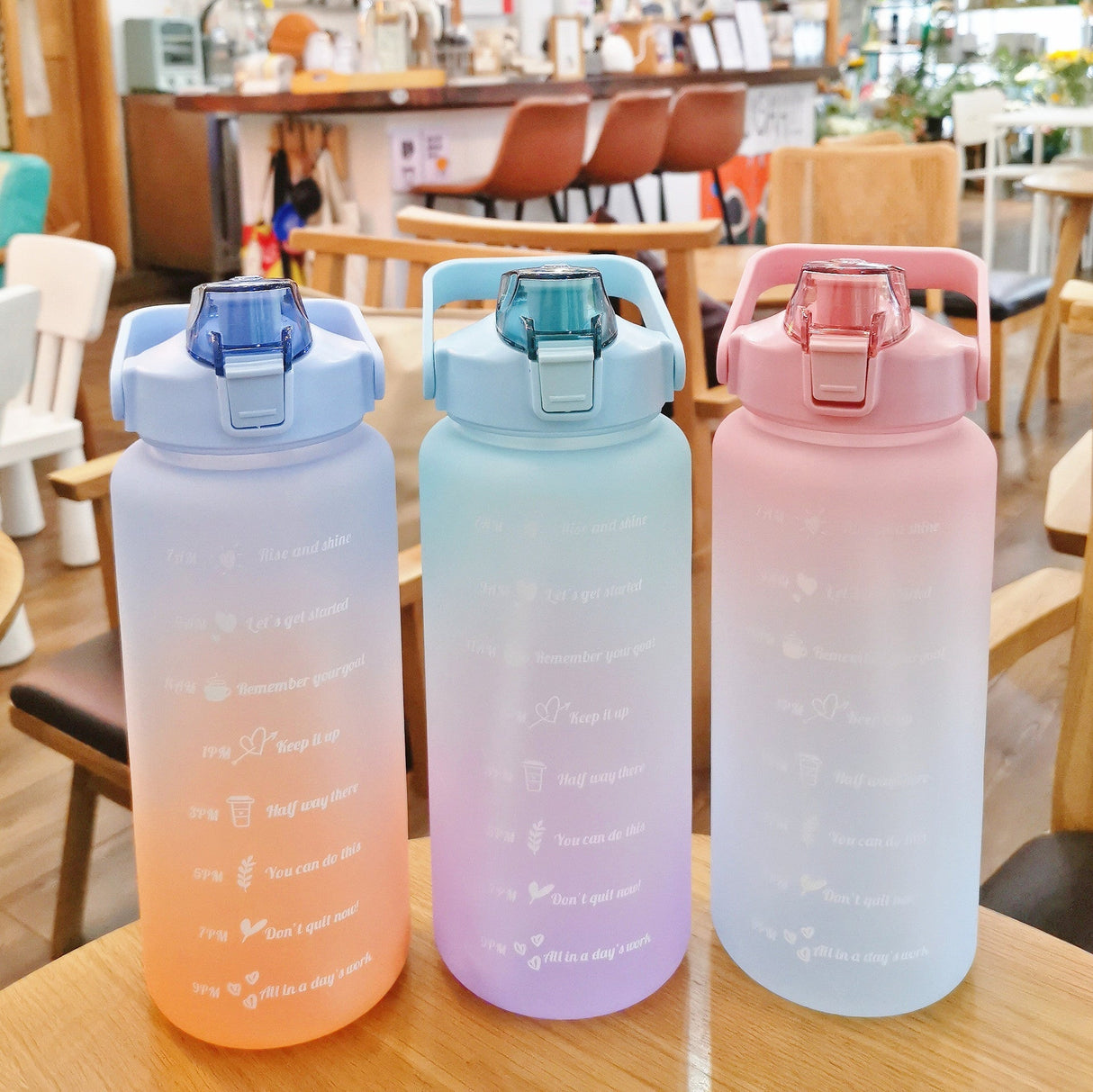 Leakproof Sports Water Bottle Tumbler with Handle and Straw Gradient Matte 2Liters