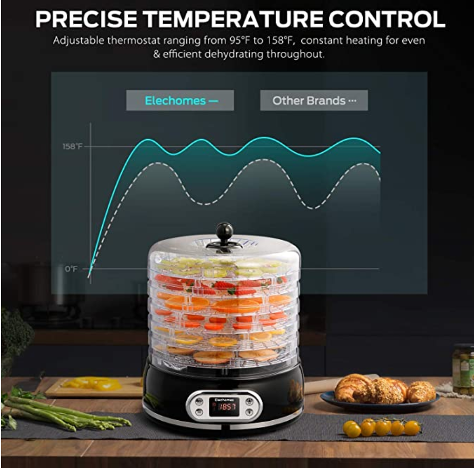 Elechomes 6-Tray Food Dehydrator (Open Box Condition)