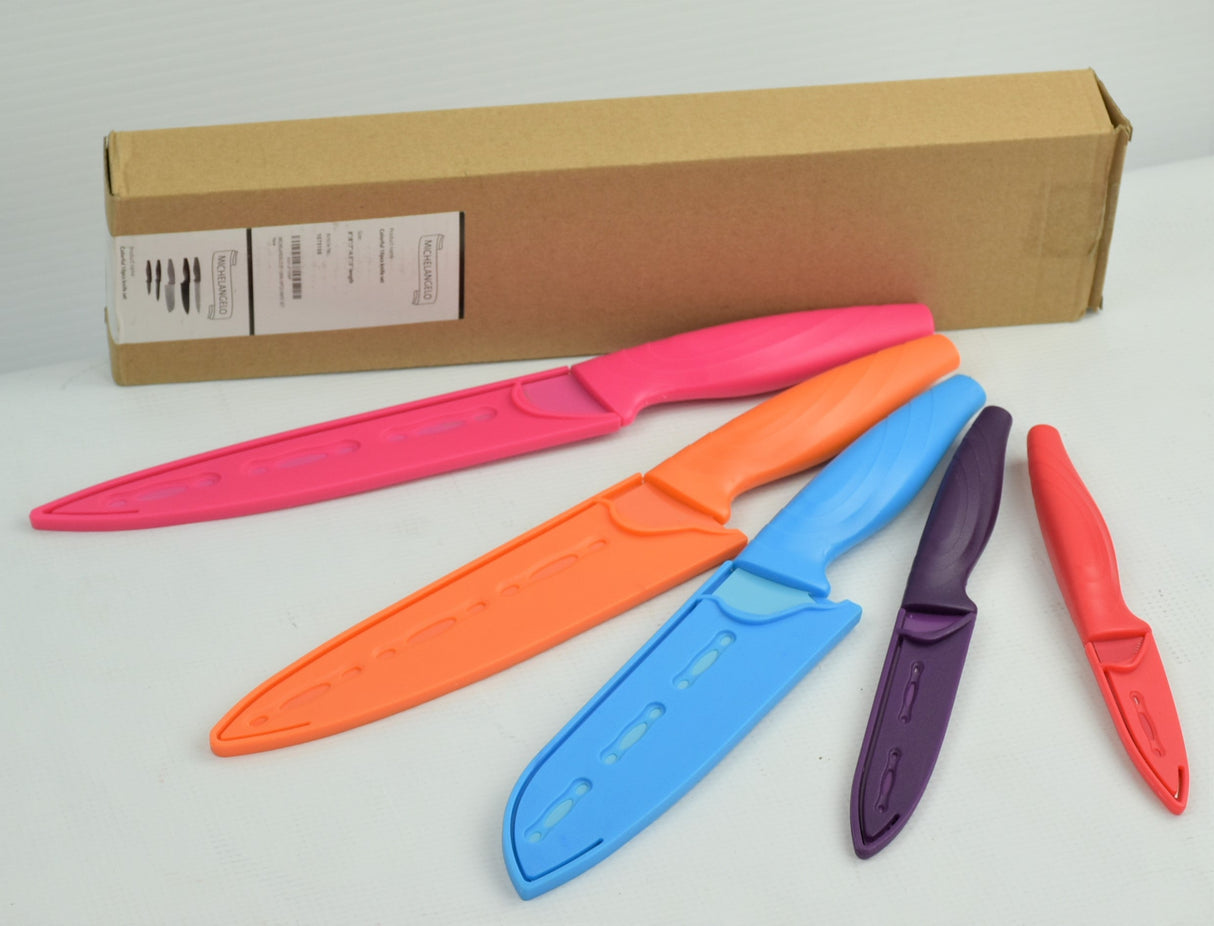 Michelangelo Colorful Stainless Steel Kitchen Knife 10 Piece Set