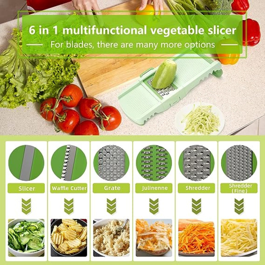 6 In 1 Foldable Food Vegetable Slicer Grater With Container