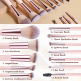 Rechargeable LED Light Mirror with 12 pieces Travel Makeup Brush Set