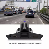 Dashboard camera showing wide-angle road view capturing multiple lanes for safer driving footage.