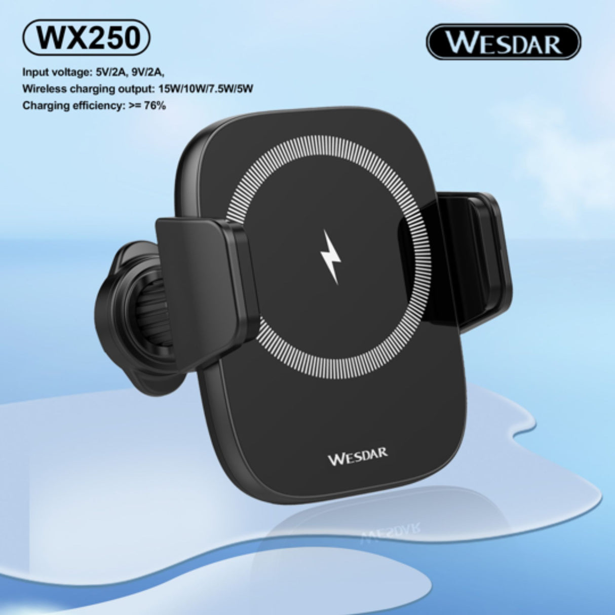 Wesdar 15w Fast Wireless Car Charger Mount with Air Vent Clip
