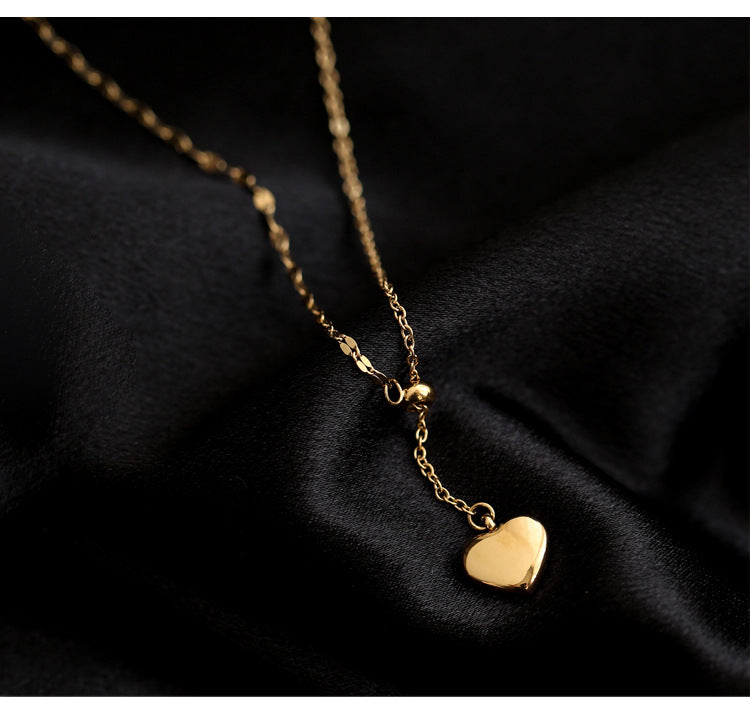 Exquisite Love Heart Pendant Charm Clavicle Chain Necklace Stainless Steel