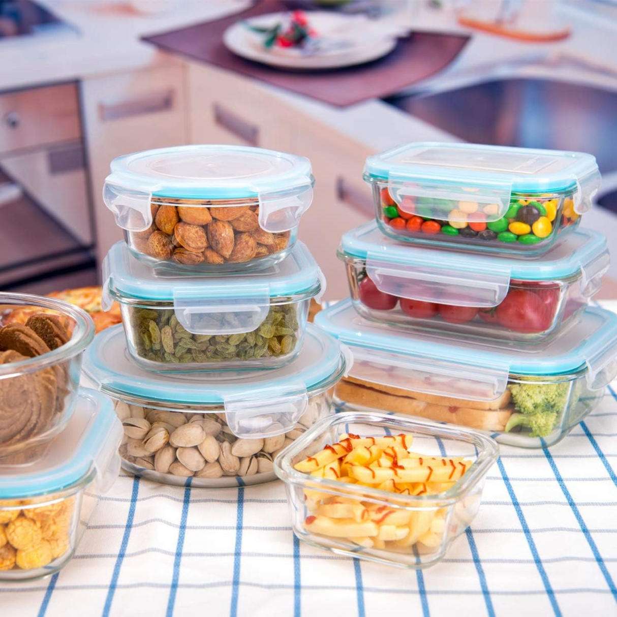 18 pc Set Glass Food Storage Containers with Lids BPA Free & Leak Proof