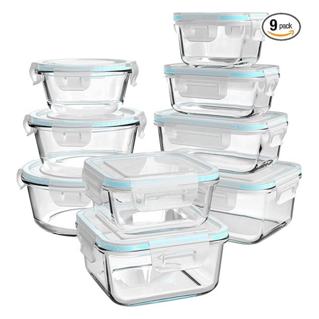 18 pc Set Glass Food Storage Containers with Lids BPA Free & Leak Proof