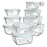18 pc Set Glass Food Storage Containers with Lids BPA Free & Leak Proof