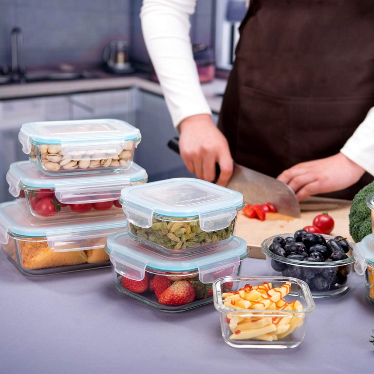 18 pc Set Glass Food Storage Containers with Lids BPA Free & Leak Proof