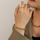 T Horseshoe Buckle Bracelet with Clavicle Chain for Women