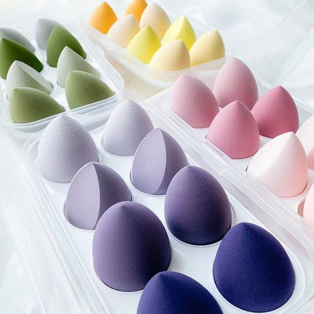 8pc Beauty Blender Puff Sponge Teardrop Egg Shape for Makeup With Storage Box Set Dry and Wet Use