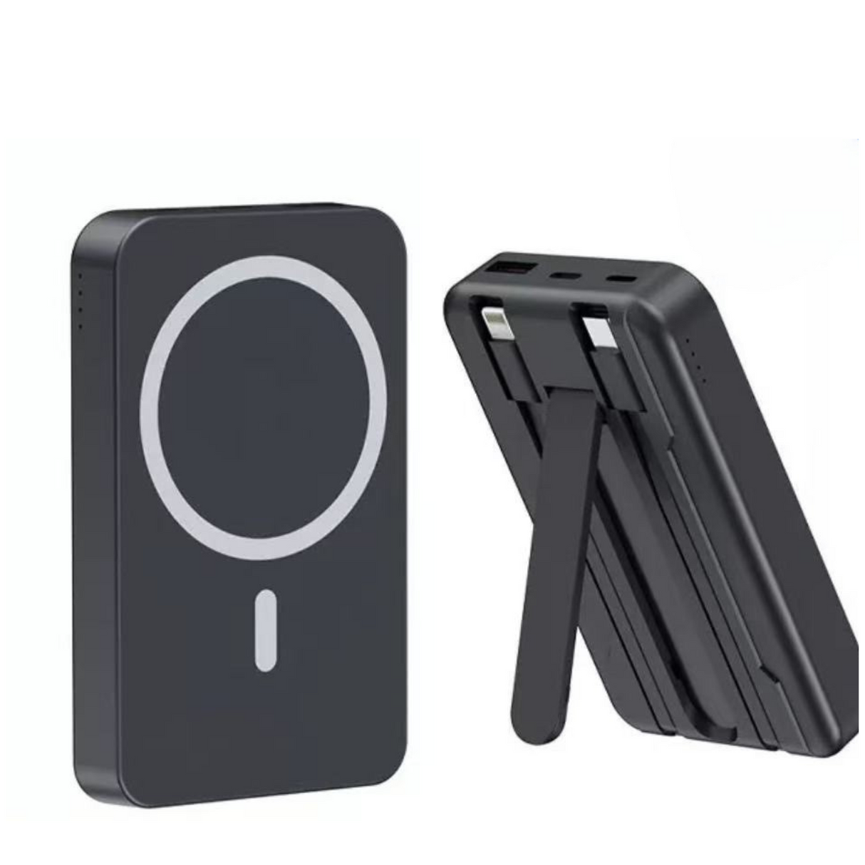 10000mAh Magnetic Wireless Powerbank with Stand and Built-in Cables