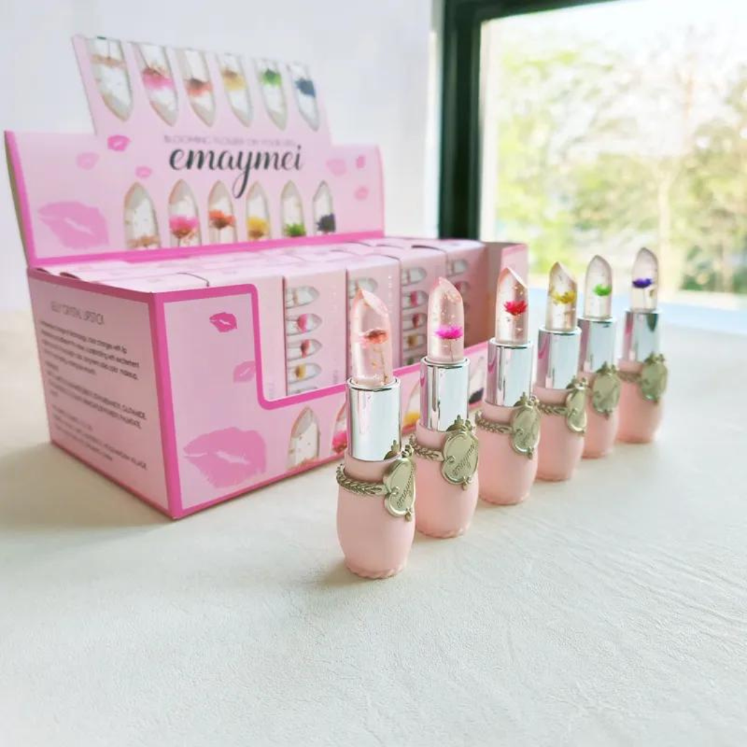 6 piece Set Jelly Crystal Flower Color Changing Lipstick