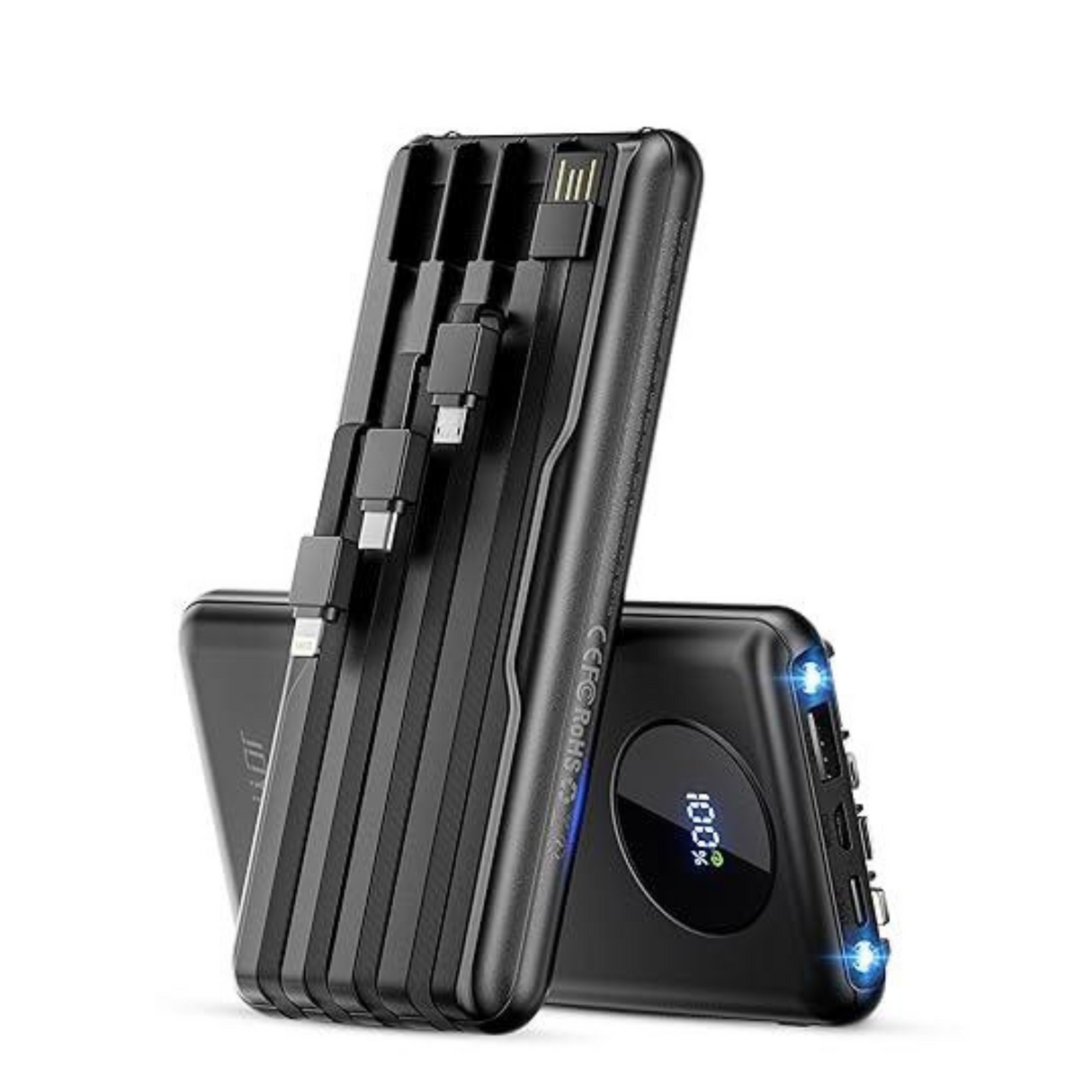 Joyfar Portable Power Bank USB C 10000mAh Built in Cable 22.5W