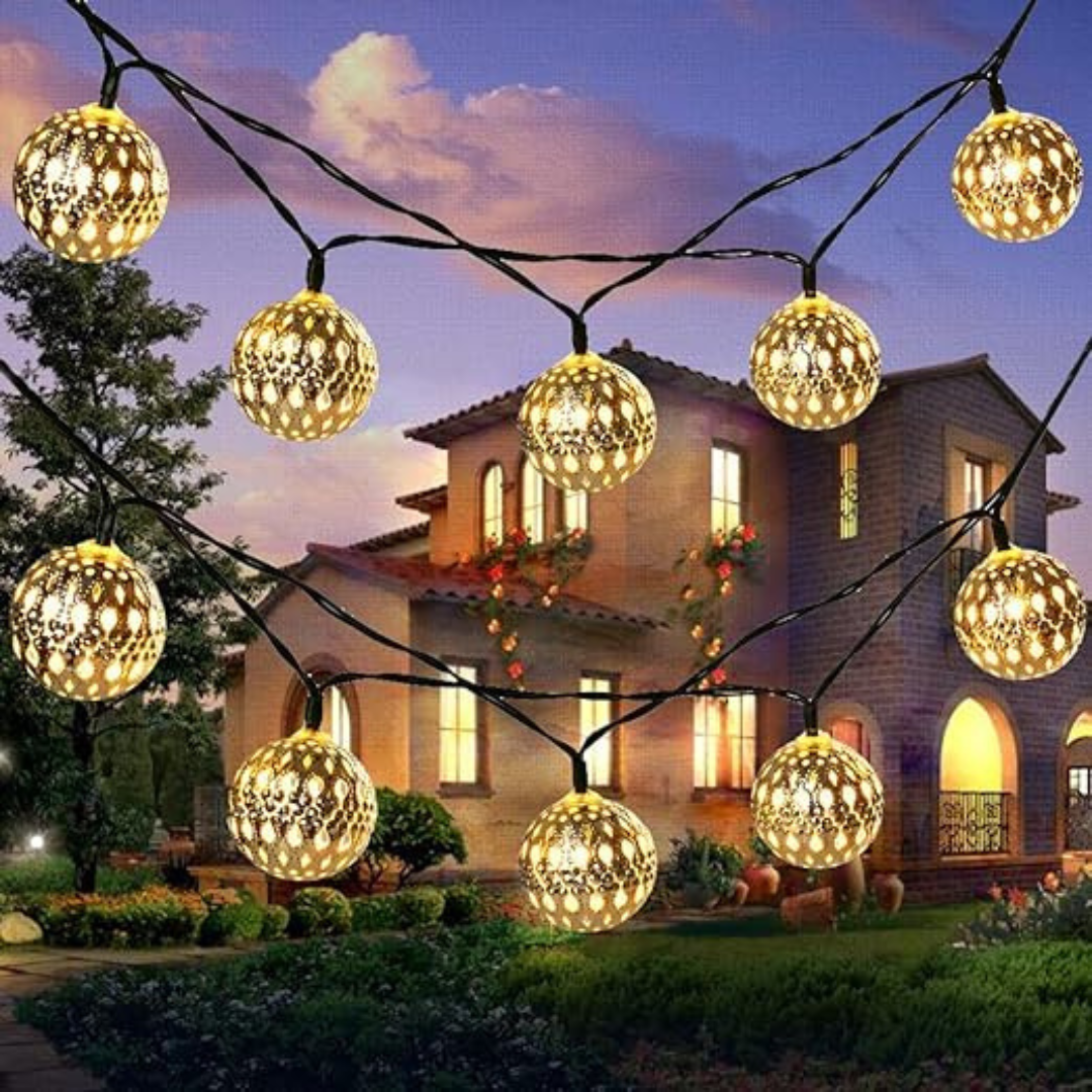 Outdoor String Lights 30 LED 10Ft Waterproof Moroccan Battery Operated