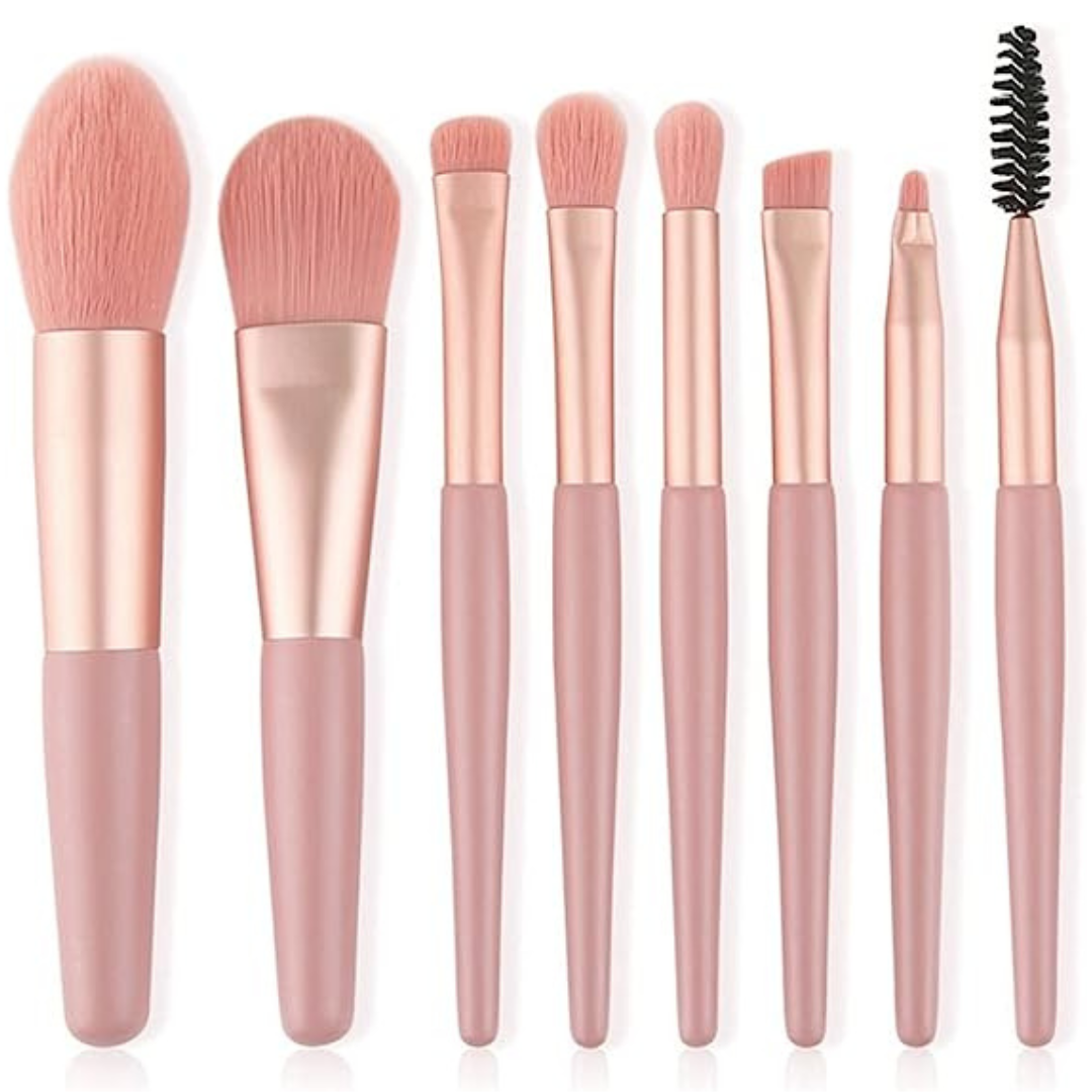 8 Piece Professional Synthetic Makeup Brush Set- Pink