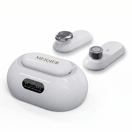 2-in-1 facial skin care device with dual treatment heads isolated on white