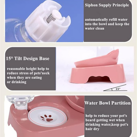 2-in-1 Pet Food Bowl and Water Bottle Set