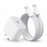 USB-C charging block and cable shown from side angle.