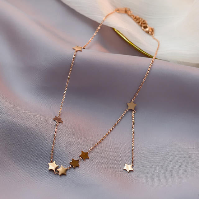 Pentagram Star Pendant Rosegold Necklace Stainless Steel