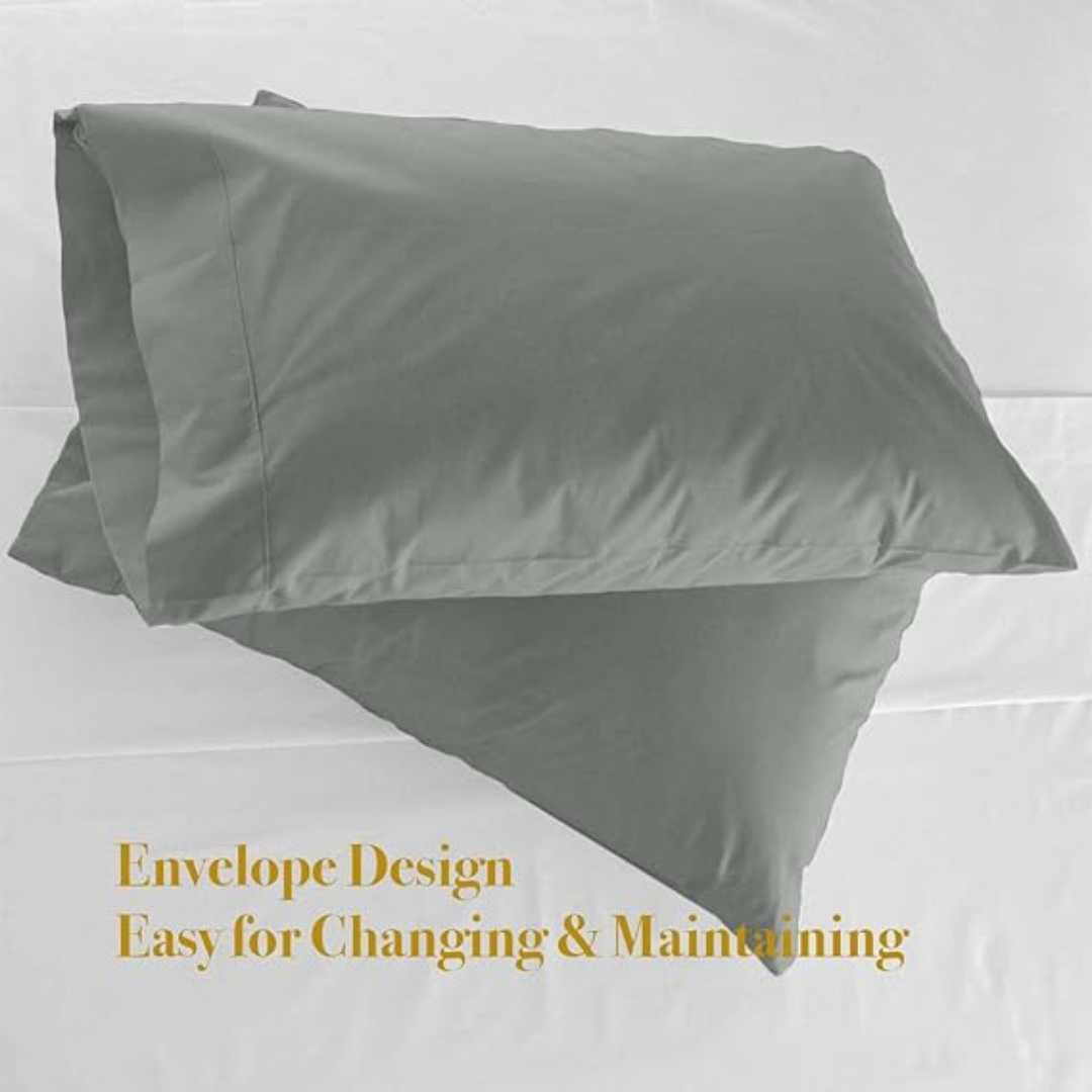 CozCot 100% Cotton Pillow Case Set of 2 Fits Standard & Queen