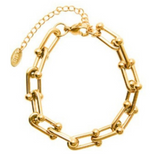 T Horseshoe Buckle Bracelet with Clavicle Chain for Women