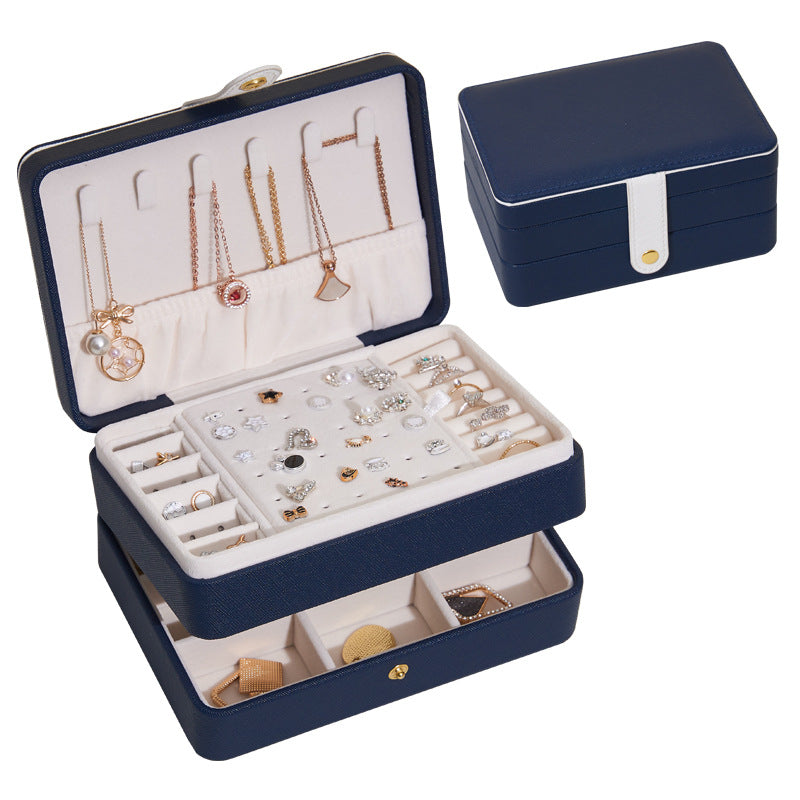 3 Layer Portable Leather Jewelry Box