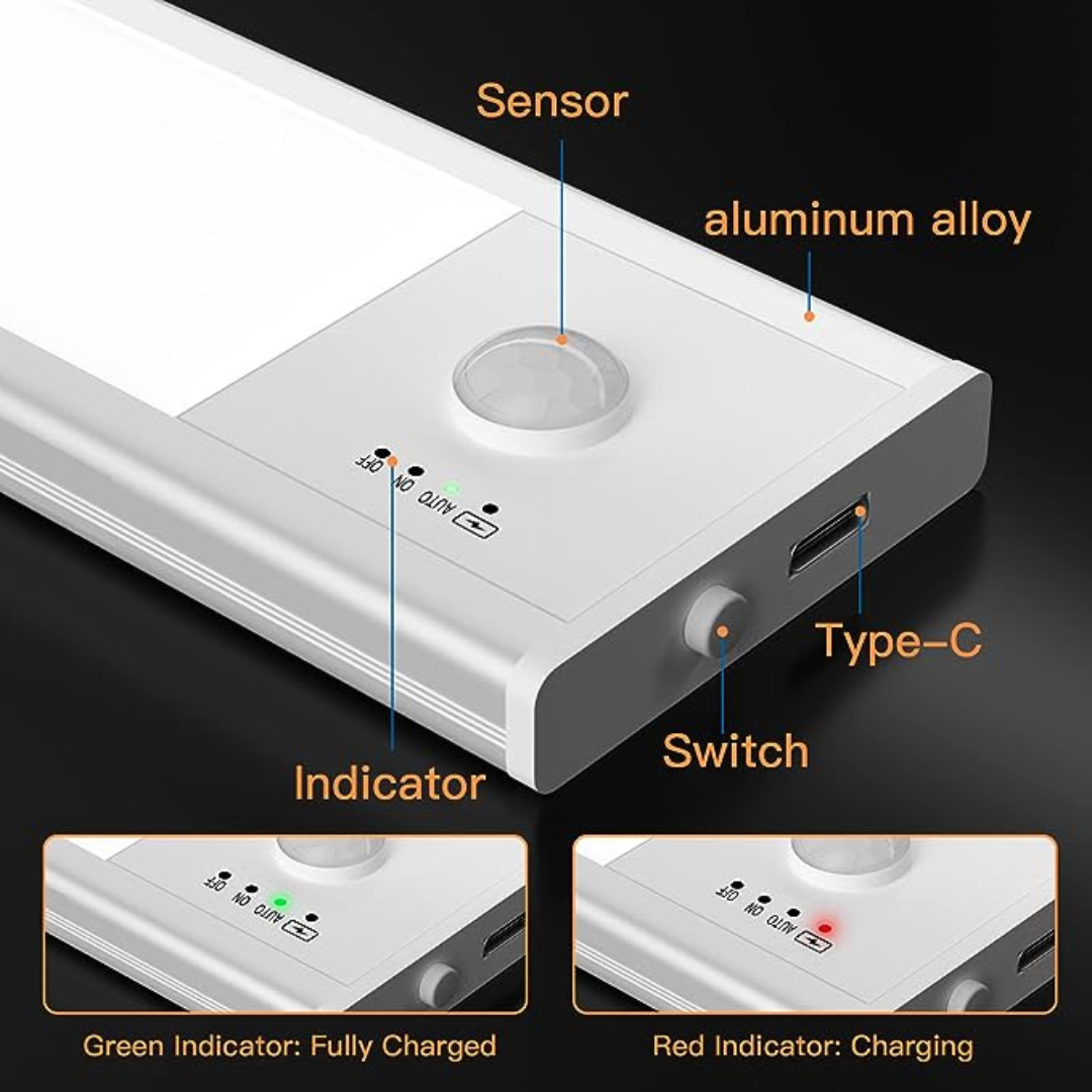 71 LED Under Cabinet Lights Motion Sensor 1500mAh USB Rechargeable 40cm