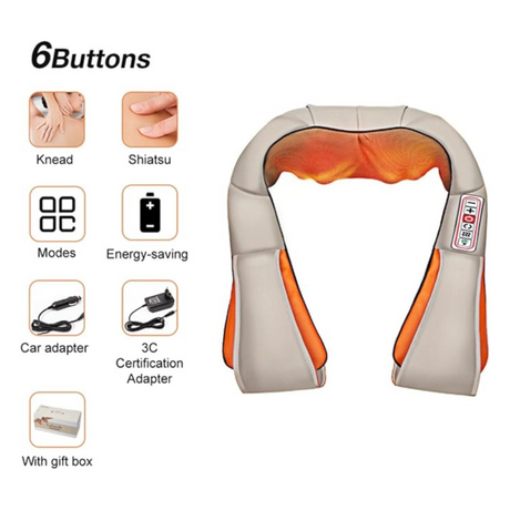 U Shape Electrical Cervical Vertebra Massager Infrared Heated 4D Kneading