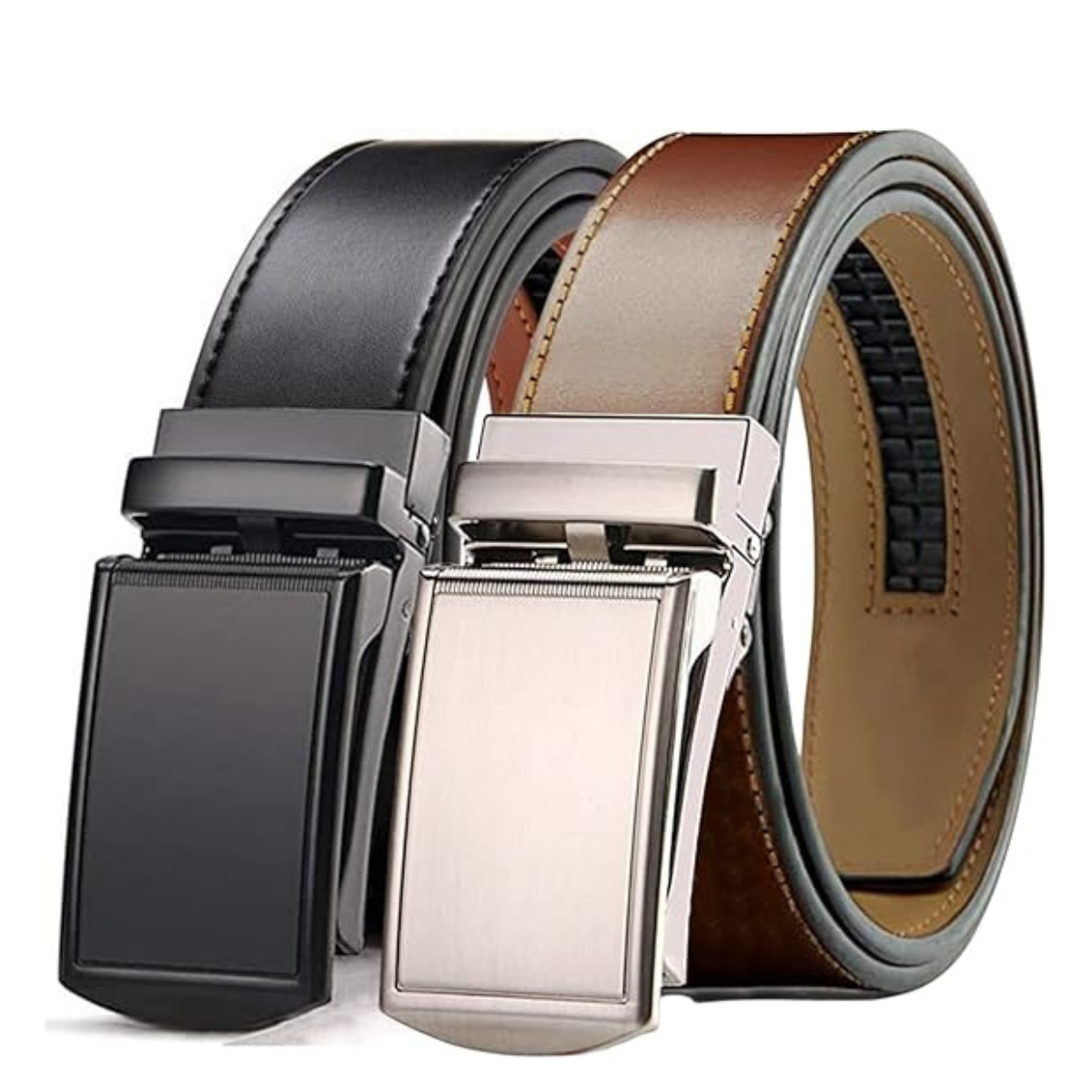 2 pack Men's West Leathers Slide Ratchet Belt Genuine Leather 44 Inches