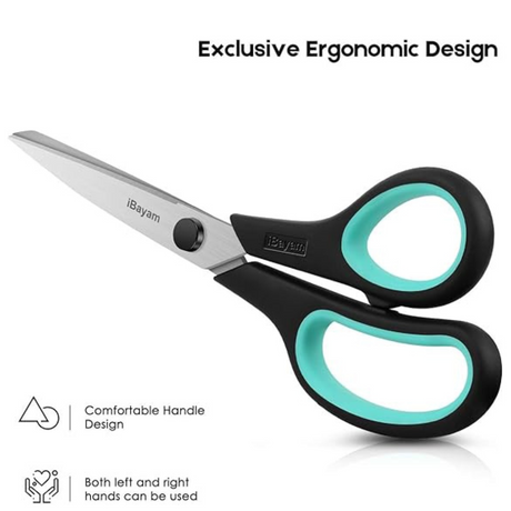 3 Pack 8" Heavy Duty Scissors with Ultra Sharp Blades and Comfort Grip Handles