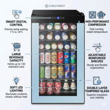 34 bottle wine fridge with adjustable shelves and compressor cooling system