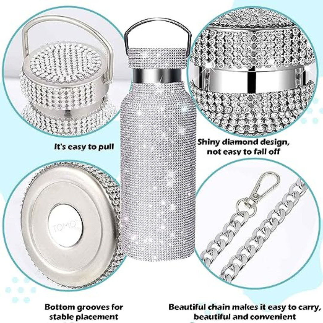 Sparkling Diamond Stainless Steel Insulated Tumbler with Chain 750ml