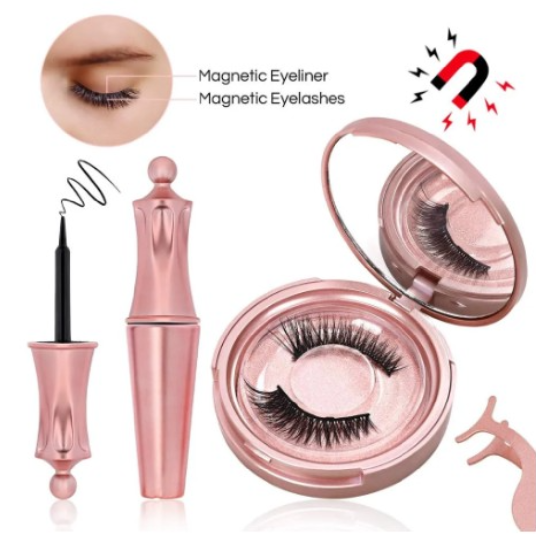 3D Mink Magnetic Lashes Eyeliner Tweezers Set