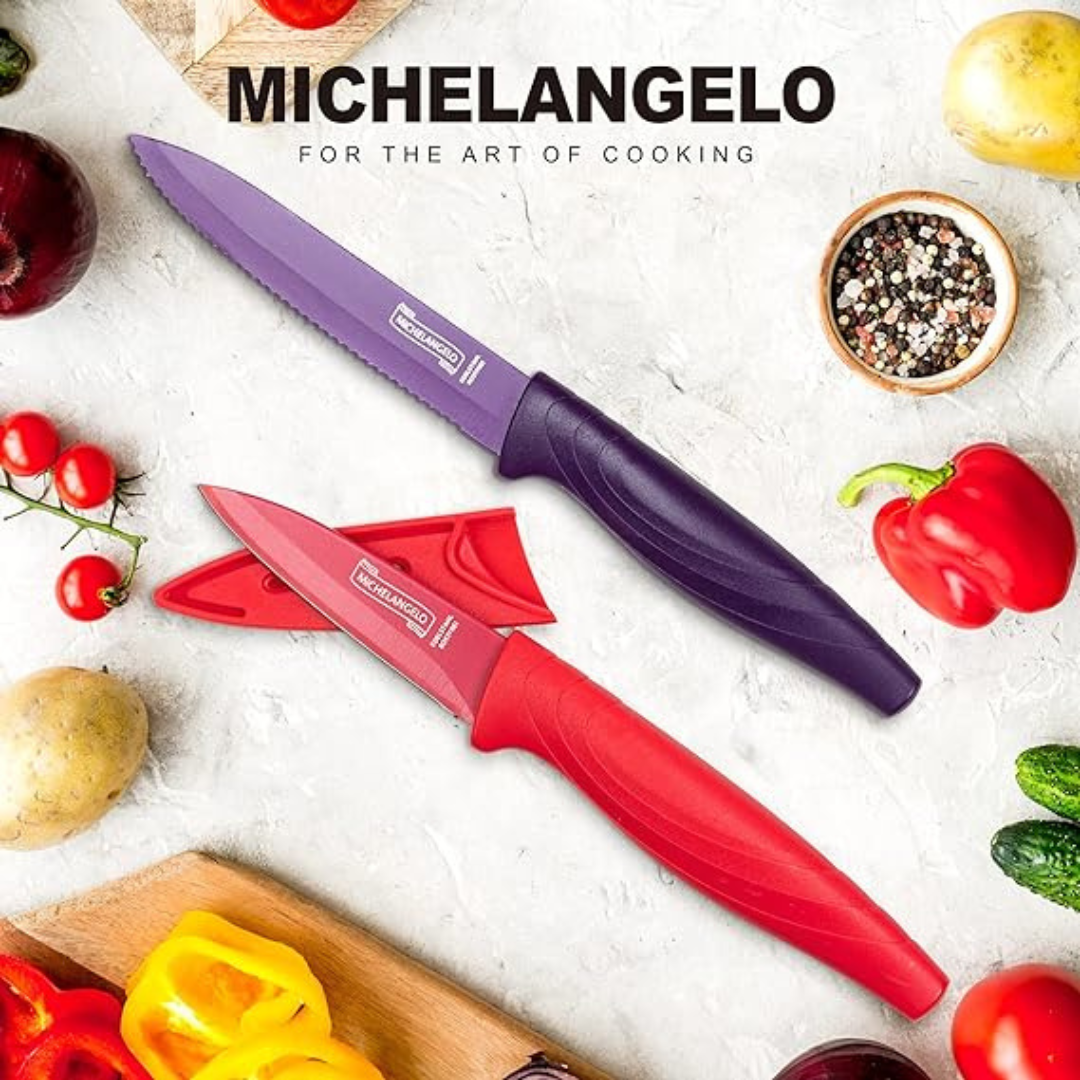 Michelangelo Colorful Stainless Steel Kitchen Knife 5pc Set