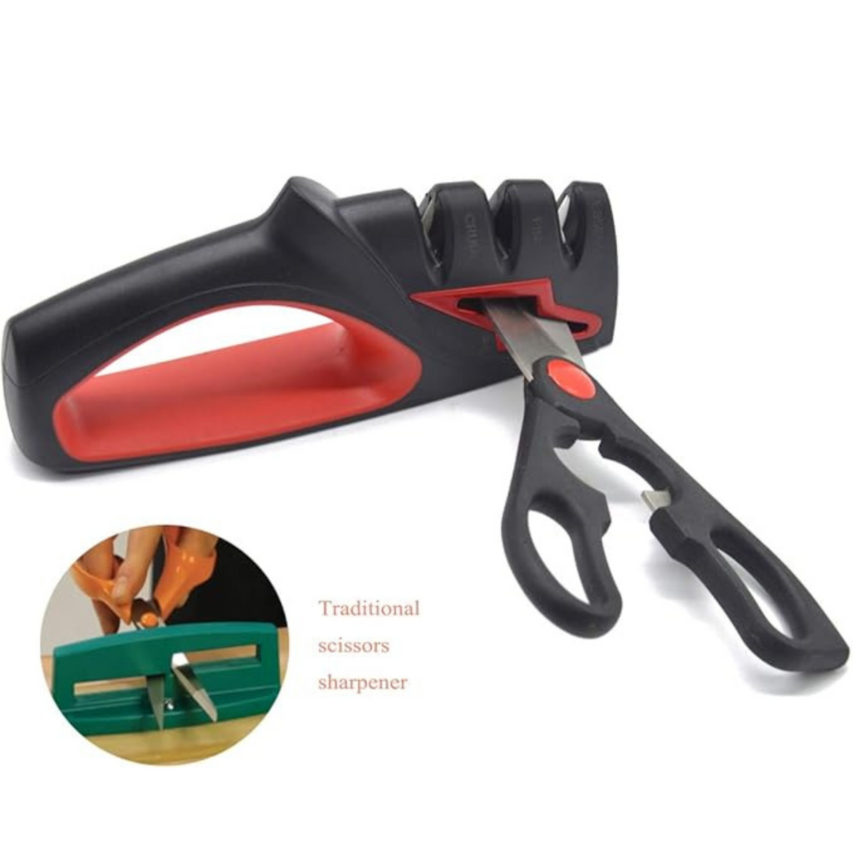 4 in 1 Professional Kitchen Diamond Ceramic Steel Scissors and Knife Sharpener