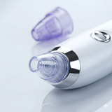 Close-up of derma pore suction vacuum tip with transparent attachment