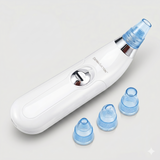 Derma pore suction vacuum with four interchangeable heads on white background