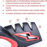 4 in 1 Professional Kitchen Diamond Ceramic Steel Scissors and Knife Sharpener