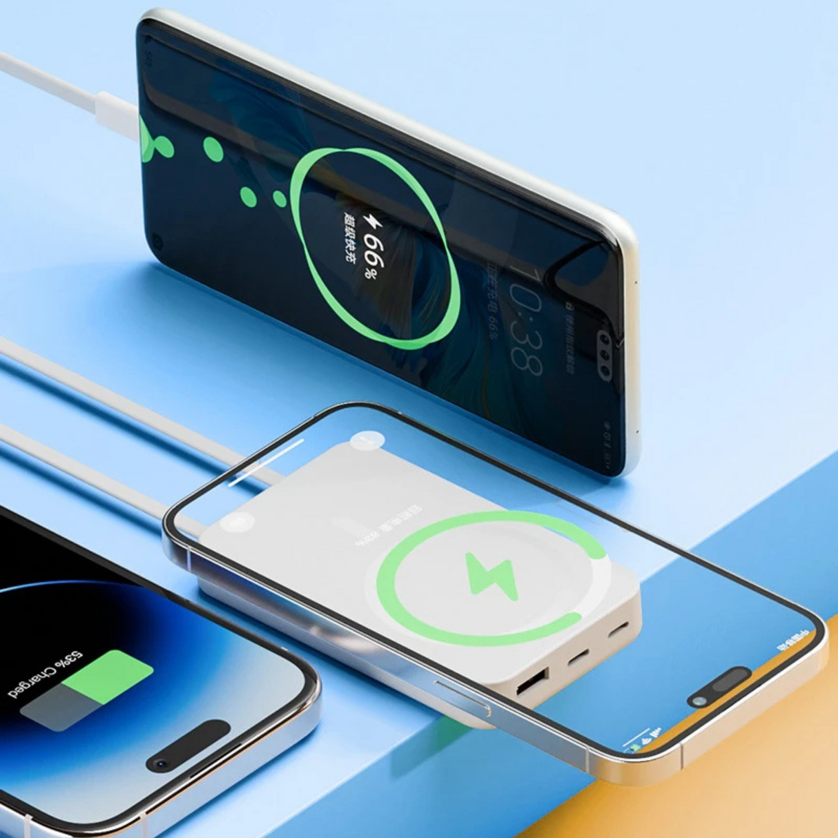 10000mAh Magnetic Wireless Powerbank with Stand and Built-in Cables