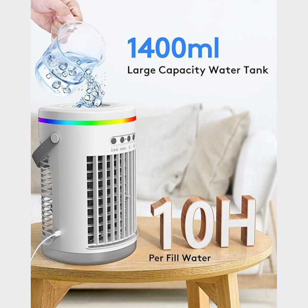 Portable Mini Air Conditioner with Humidifier and 7 Color Lights