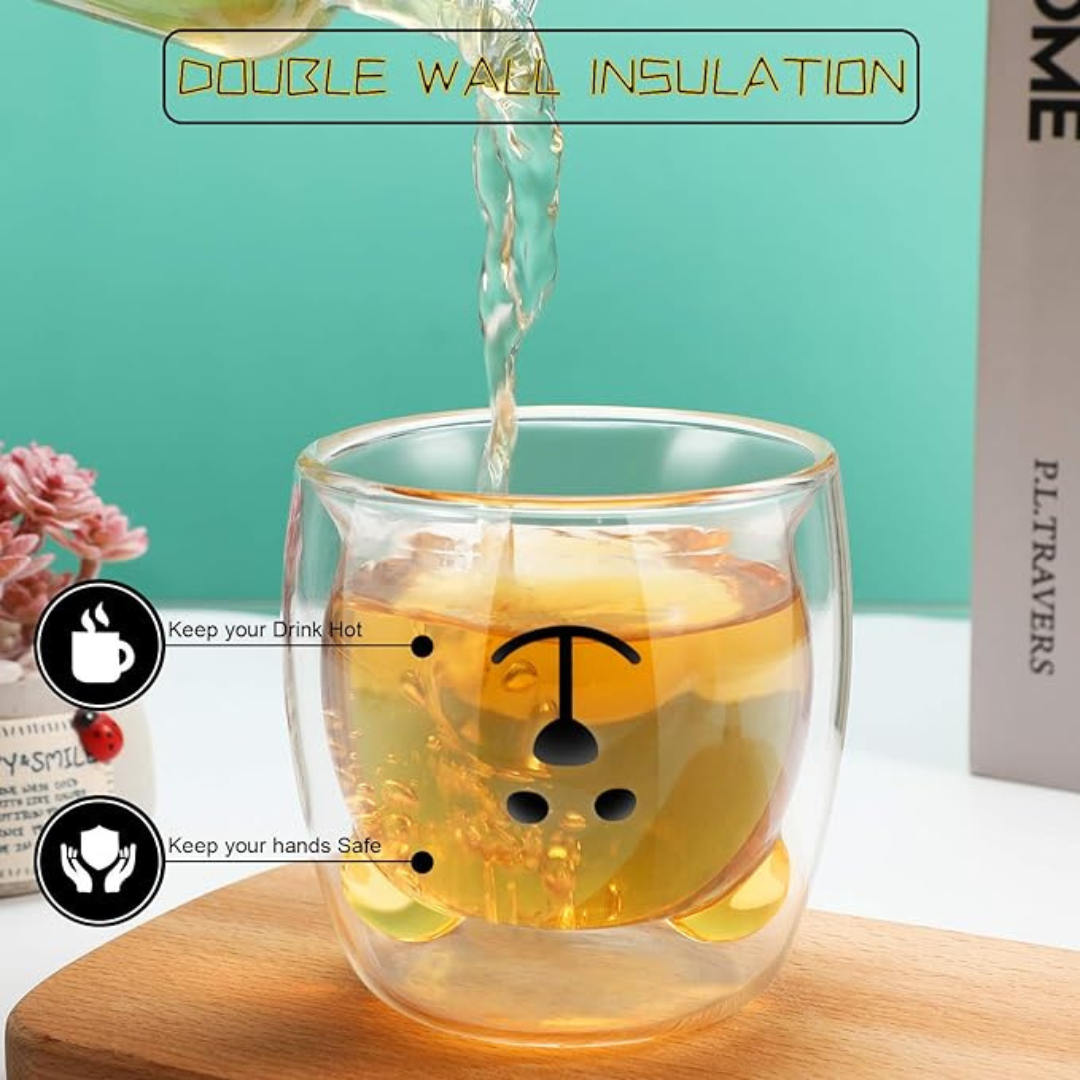 Little Panda Claw Double Wall Glass Cup 250ml