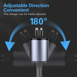 4 in 1 Fast Car Phone Charger 60W Retractable Cables and 2 USB Ports