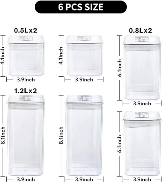 6pc Set BPA-Free Airtight Kitchen Food Storage Containers