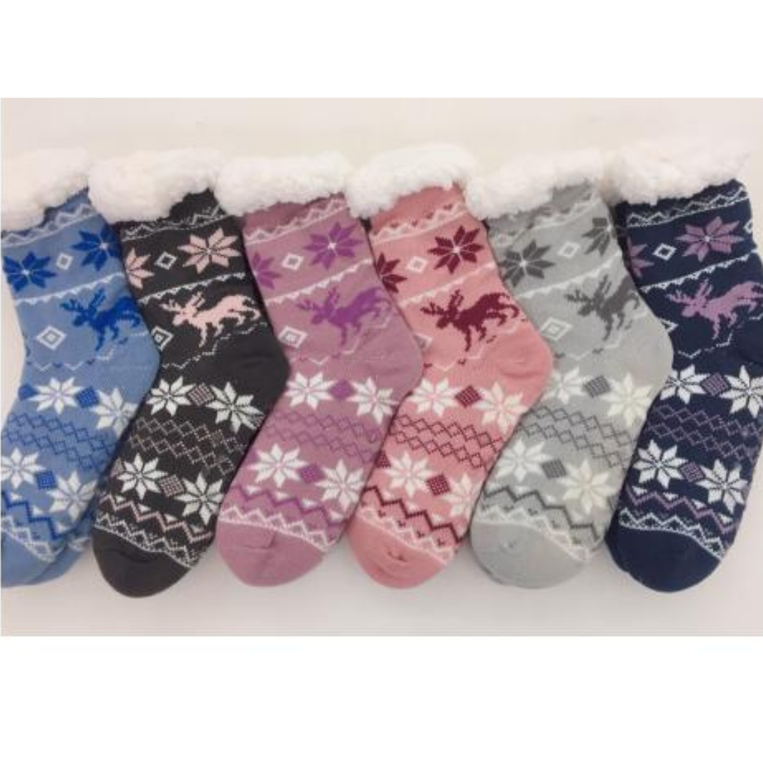 6pairs Christmas Winter Fluffy Thermal Sherpa Slipper Socks