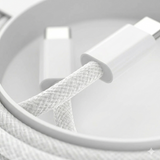 Close-up of USB-C connector tip and cable texture.