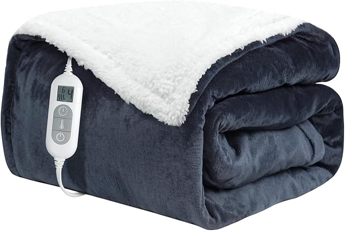 Plush Fabric Electric Heated Blanket 62x84